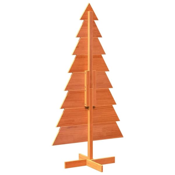 dekorativt juletræ 150 cm massivt fyrretræ gyldenbrun