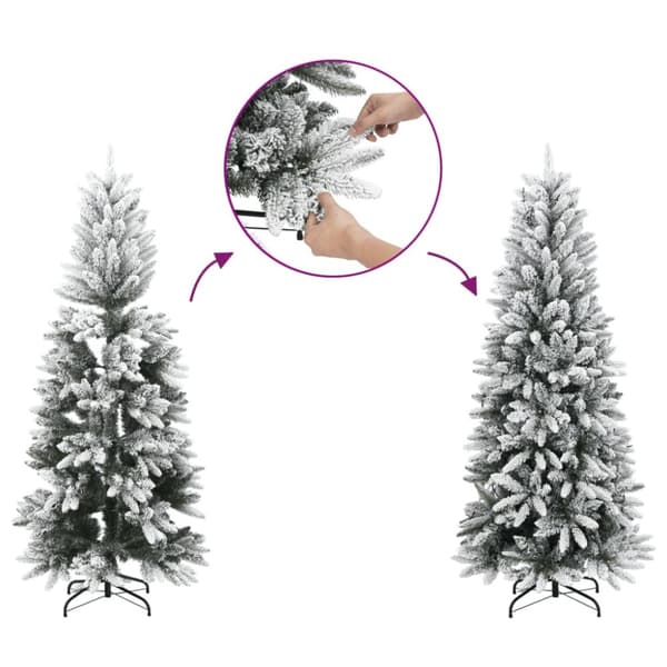 kunstigt juletræ med 300 LED'er og sne 240 cm