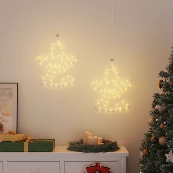Julelys engel-silhuet 2 stk 50 LED'er varm hvid