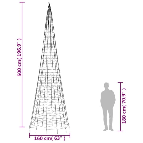 joulukuusi valoilla, pylväs, 1534 lämmin valkoinen LED, 500 cm