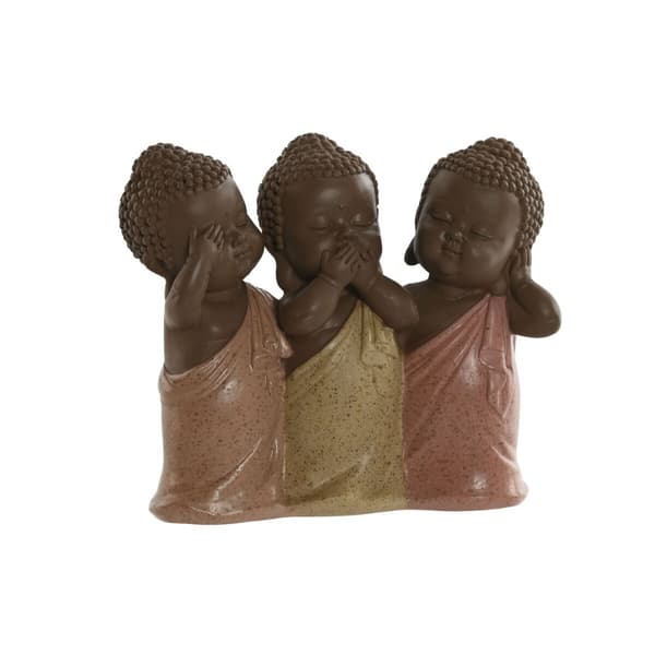 Prydnadsfigur Home ESPRIT Orange Korall Lime Harts Buddha Orientalisk 15,5 x 6 x 13 cm