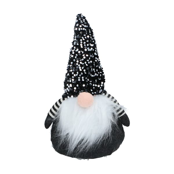 Sittende julenisse 36 cm med glitterhatt