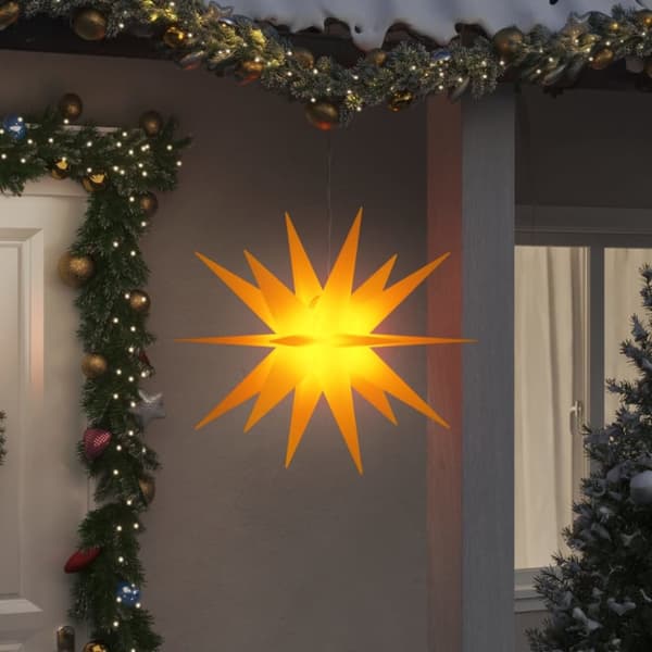 Stjärnor med LED-belysning 3 st vikbar gul 100 cm