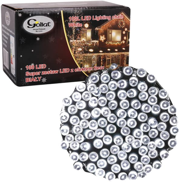 Juletræslys 100 LED FLASH, indvendig, kold hvid