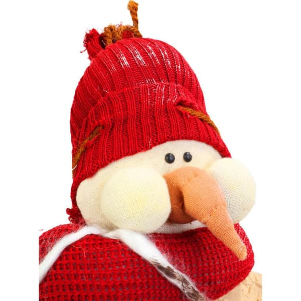Snögubbe av naturmaterial, röd, 33 cm