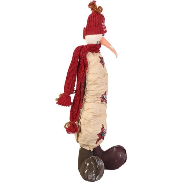 Stående snemand af naturmaterialer, rød, 55 cm
