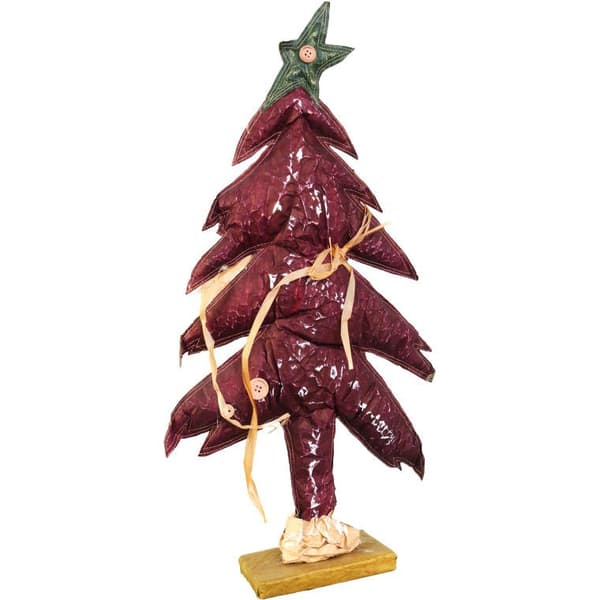 Dekorativt juletræ af papir, grønt og bordeaux, 65 cm
