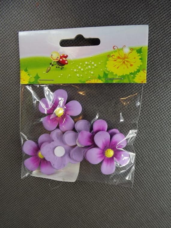Set med ljungblommor av polyresin för stickning, 3x3cm