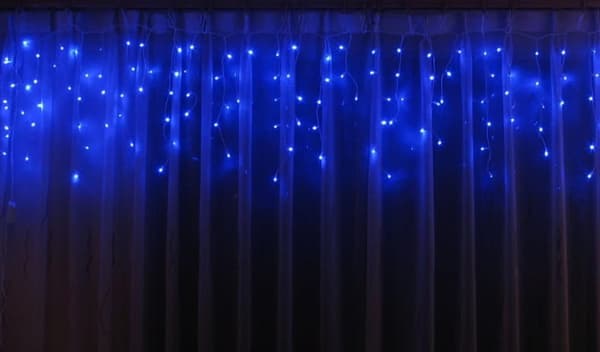 Udendørs lys dekoration blå - 100 LED'er, kombineret, meget modstandsdygtig over for vejrforhold, energibesparende, med fatning - IP44.