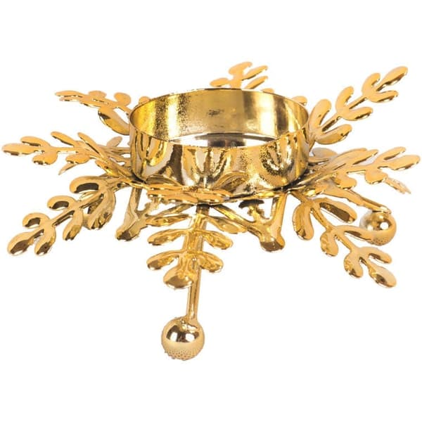 Metallljusstake, snöflinga, guld