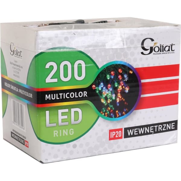 200 LED-moniväristä sisäjoulukuusivaloa renkaassa