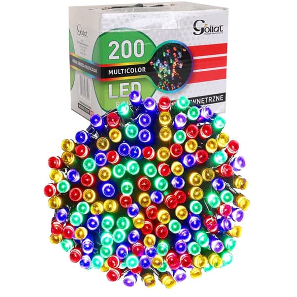 200 LED-moniväristä sisäjoulukuusivaloa renkaassa