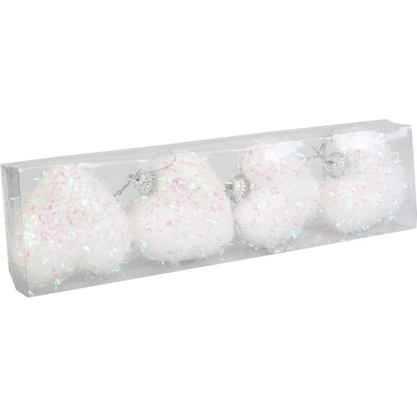 Set med 4 hjärtor i opal frigolit, 6 cm