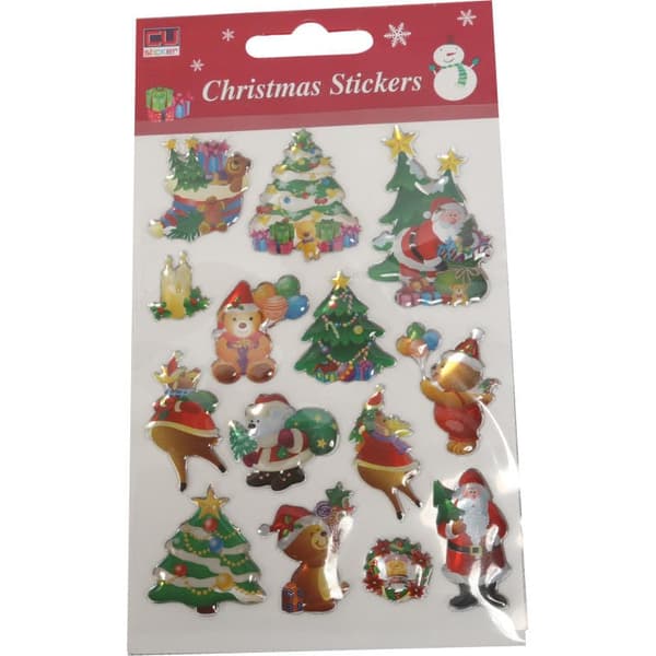 Set med 15 präglade julklistermärken