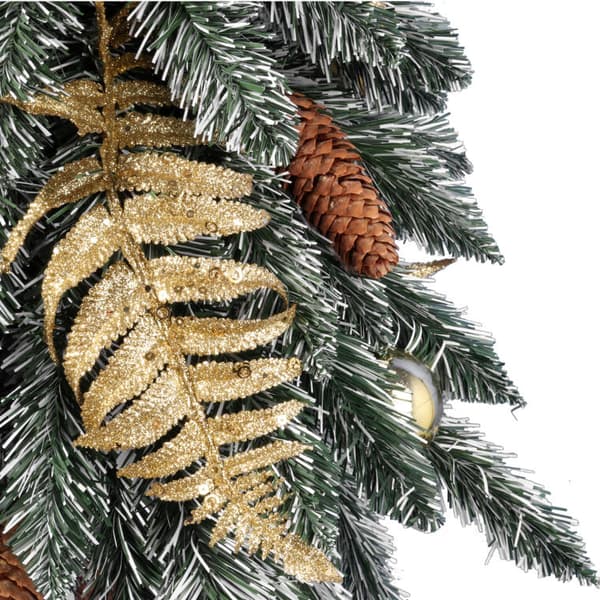 Eksklusivt gyldent juletræ på en naturlig stamme 100 cm med glimmerdekorationer