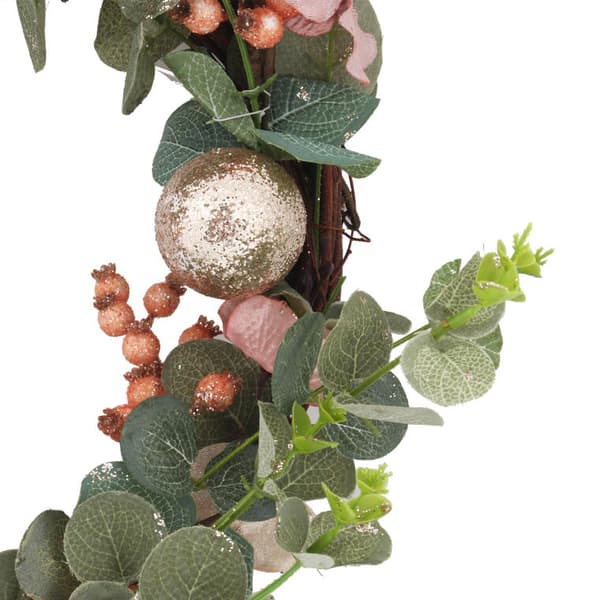 Rigt dekoreret laksejulekrans med glitter, 50 cm