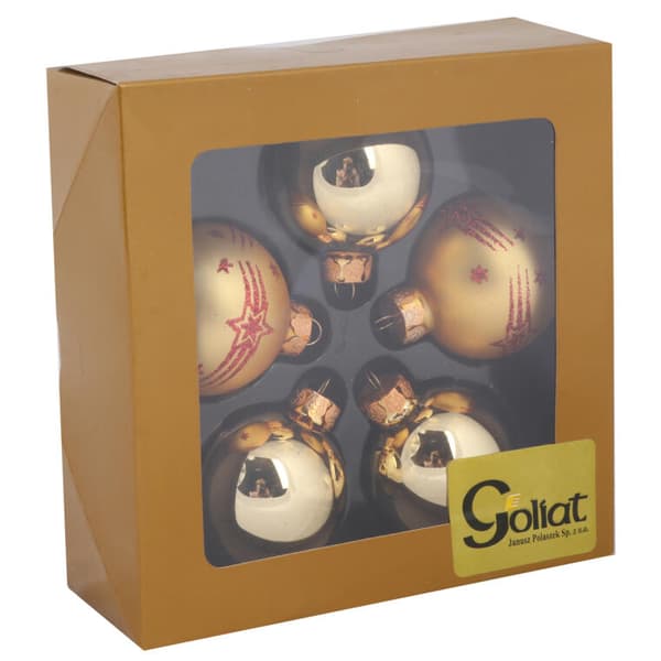 Kultaiset lasikorut Glitter Decor -sarjassa 5 kpl 6 cm