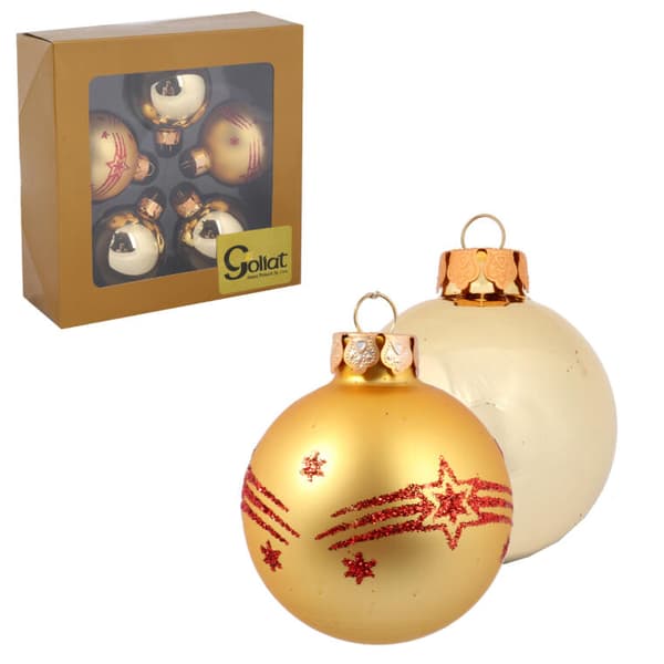 Kultaiset lasikorut Glitter Decor -sarjassa 5 kpl 6 cm