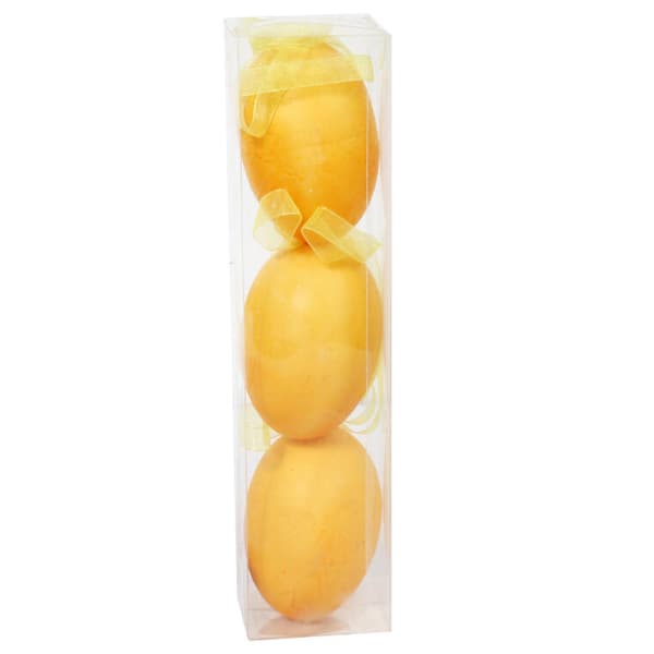 Ägghängen i plast, set med 3 delar, 8,5 cm, gul