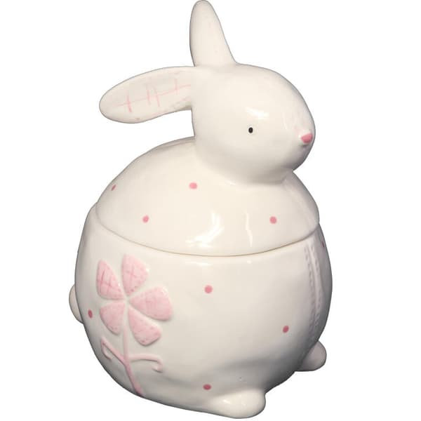 Påskefigur - Keramisk beholder i form af en hare, hvid, 20 cm