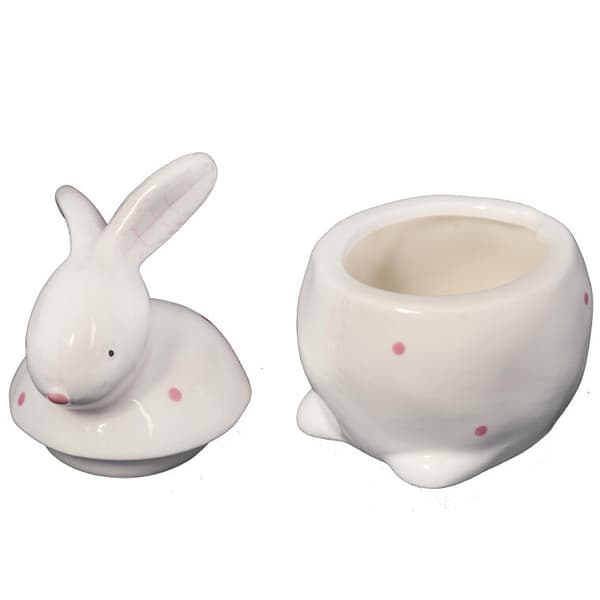 Påskefigur - Keramisk beholder i form af en hare, hvid, 13 cm