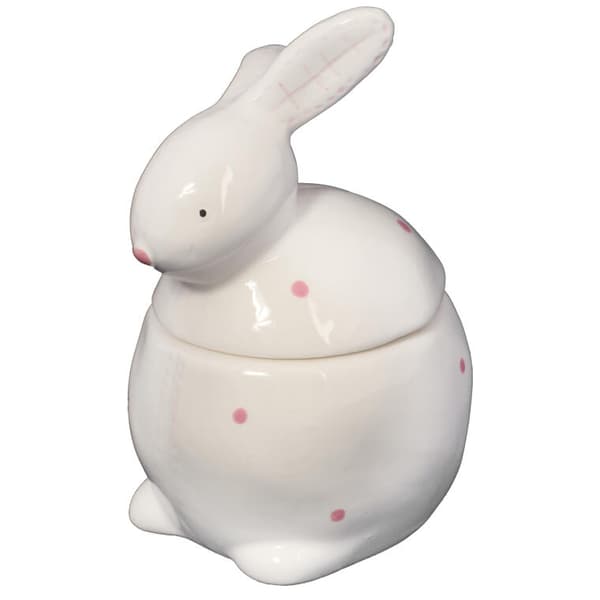 Påskefigur - Keramisk beholder i form af en hare, hvid, 13 cm