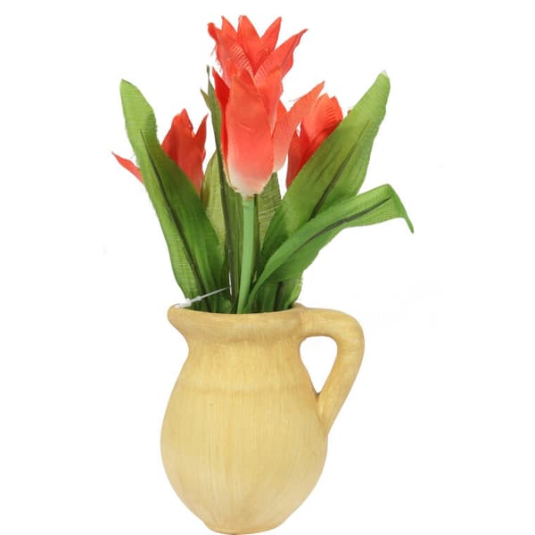 Keinotekoiset tulppaanit 23 cm ruukussa - Punainen sisä- ja puutarhakoristelu