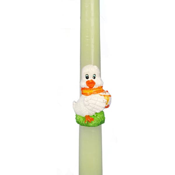 Pääsiäiskynttilöitä ankkahahmoilla 26 cm, valkoinen, 2 kpl.