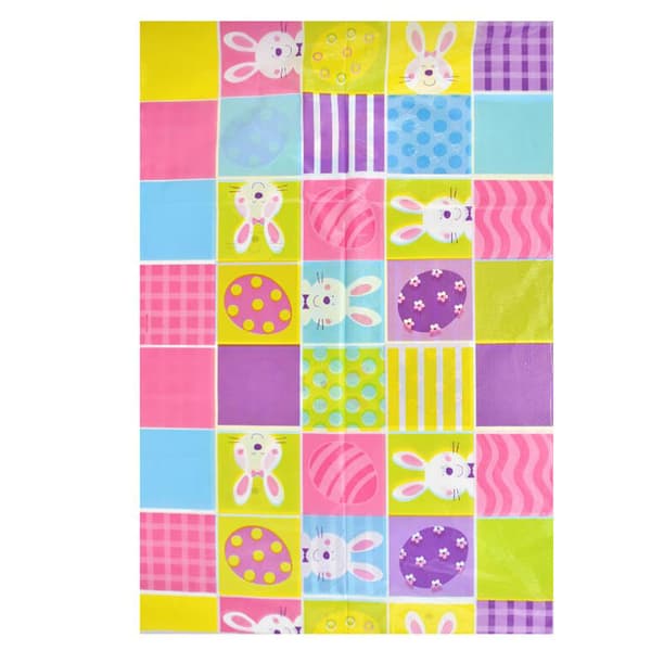 Påskedug med foliebelægning 135x290cm - Pink Design med kaniner og æg