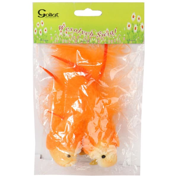 FÅGLAR MED NATURLIGA FJÄDRAR FÖR KREATIONER 2ST 15CM ORANGE