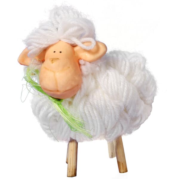 Lammas, jossa vihreä nauha puujaloissa, 13 cm