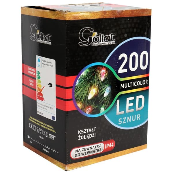 Flerfärgade ekollonformade julgransbelysning 200LED, 19m, för utomhusbruk