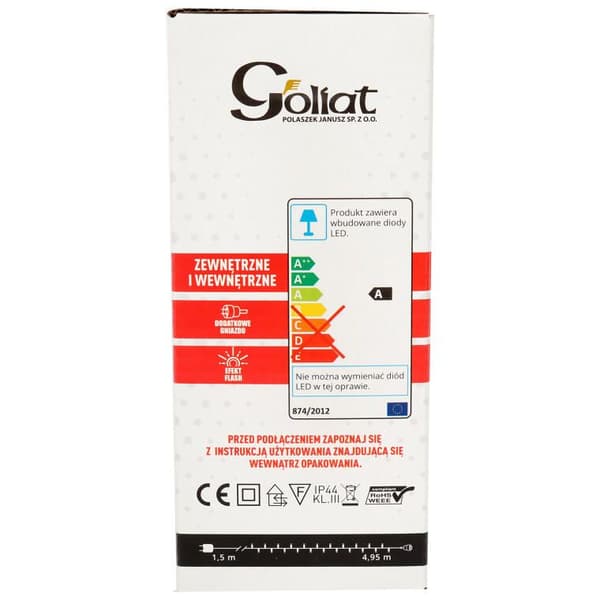 Set med 100 LED flerfärgade julgransbelysningar med blixteffekt och extra uttag, väderbeständig IP44