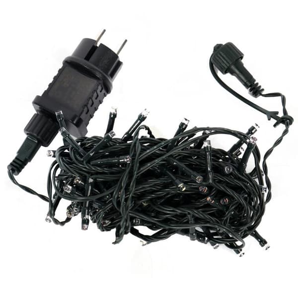 Set med 100 LED flerfärgade julgransbelysningar med blixteffekt och extra uttag, väderbeständig IP44