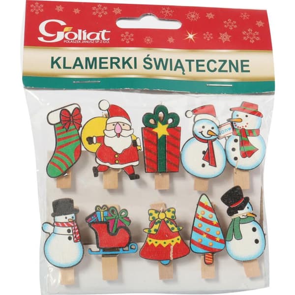 Flerfärgade träklämmor för juldekorationer, 10 st 4 cm