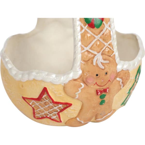 Julkorg för godis i form av pepparkakor, gjord av keramik, 14 cm