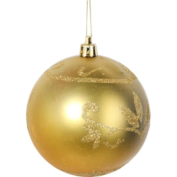 Sæt med 6 8 cm guld plastkugler til juledekoration