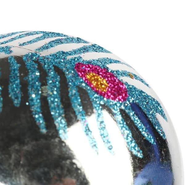 Silverplastkula med dekor, 7 cm