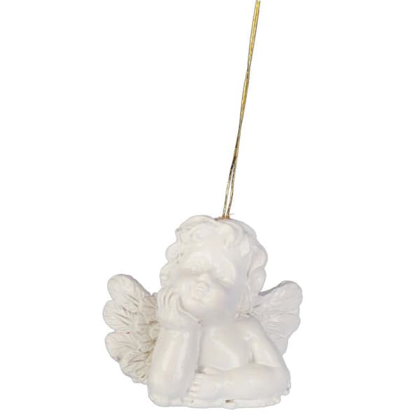 White Angels julgranshängen - 8 stycken, Polyresin, 3,5x5 cm, avsedd för juldekoration