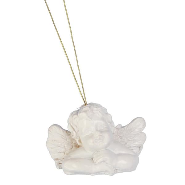 White Angels julgranshängen - 8 stycken, Polyresin, 3,5x5 cm, avsedd för juldekoration