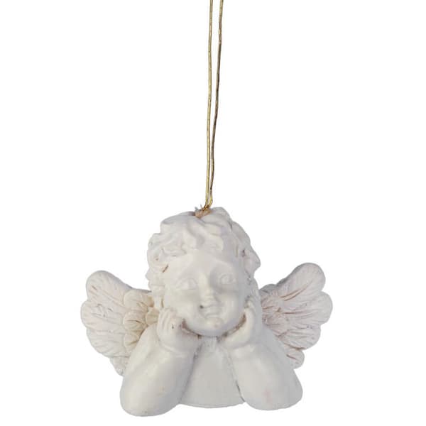 White Angels julgranshängen - 8 stycken, Polyresin, 3,5x5 cm, avsedd för juldekoration