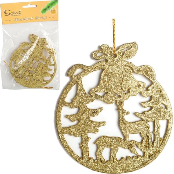 DEKORATIVT GLITTERHÄNGE 10 CM GULD