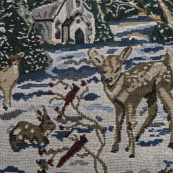 Gobeläng Kuddfodral med Julhjort - Blå och Kräm 38x38 cm