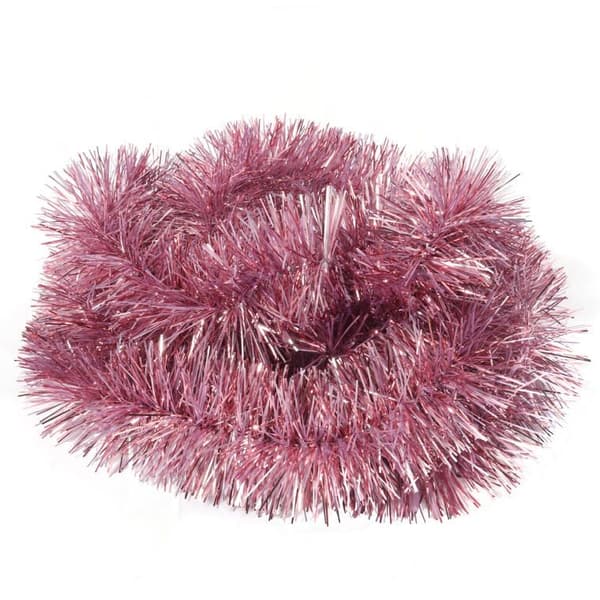 Pink juletræskæde af metalliseret folie, diameter 7 cm, længde 2 m
