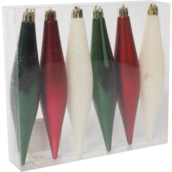 Set med 6 eleganta istappar i plast 15 cm för juldekoration
