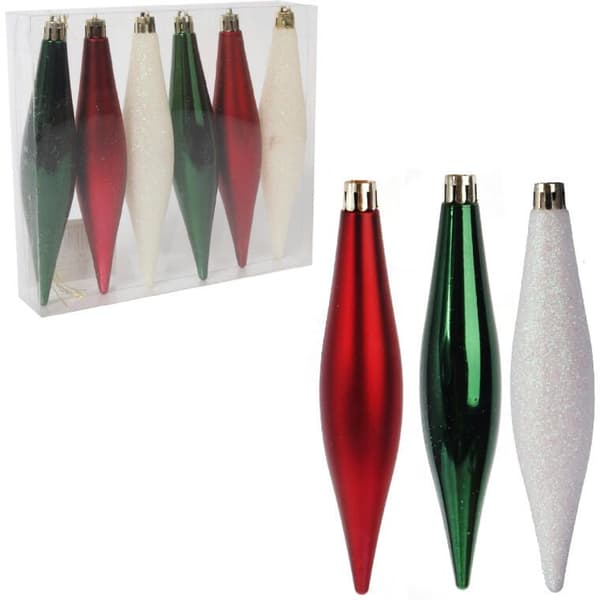 Set med 6 eleganta istappar i plast 15 cm för juldekoration