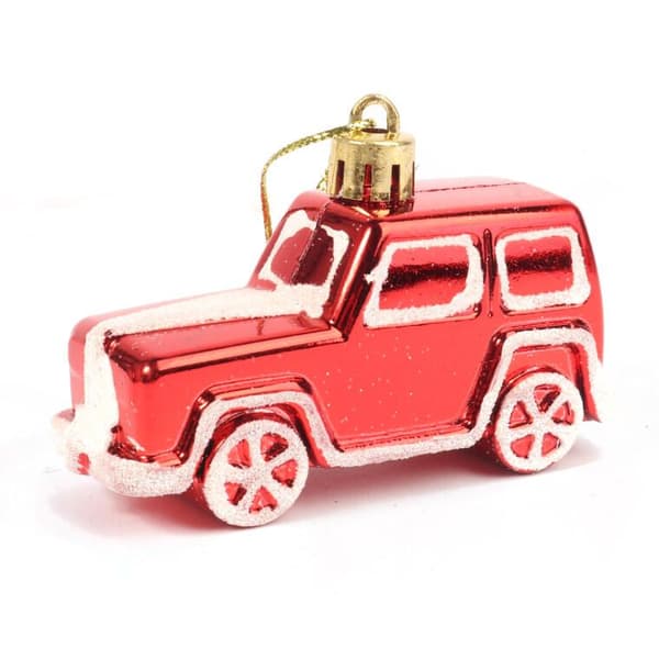 Julgranskulor Bilar - Plast, Röd, 8 cm - Set med 3