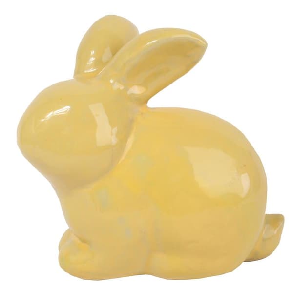 KERAMISK HAREFIGUR 20 CM, GUL
