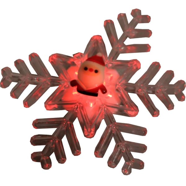 LED juldekoration - Snöflinga med tomtehuvud på en sugkopp, färgglatt ljus