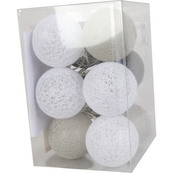 Bomuldslyskugler med LED, diameter 6 cm, batteridrevet, varm hvid farve